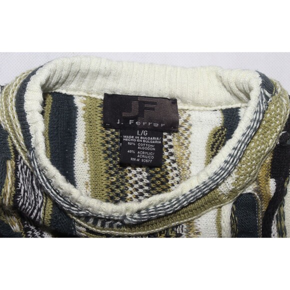 Vtg J Ferrar Textured Sweater Mens Large 3D Raised 90's Coogi Style Biggie Cosby - Picture 5 of 6